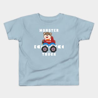 Cartoon vector of monster truck with little animal driver. Kids T-Shirt